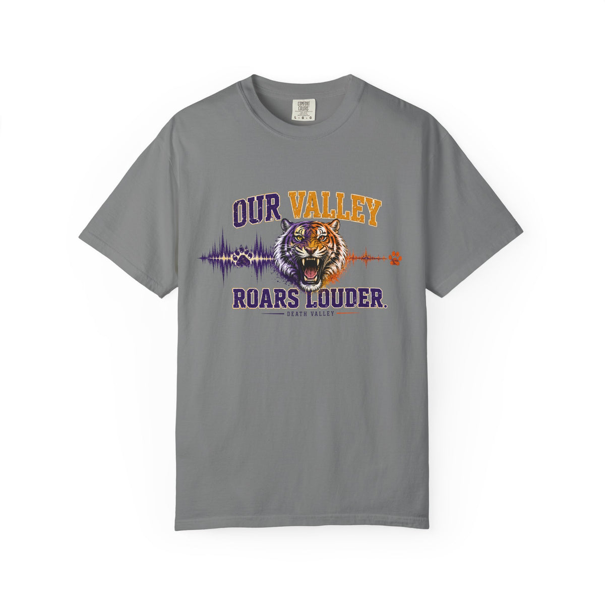 Our Valley Roars Louder Shirt, Death Valley Football Tee, Purple Gold Tiger Fan Shirt, Game Day Comfort Colors 1717 Tee