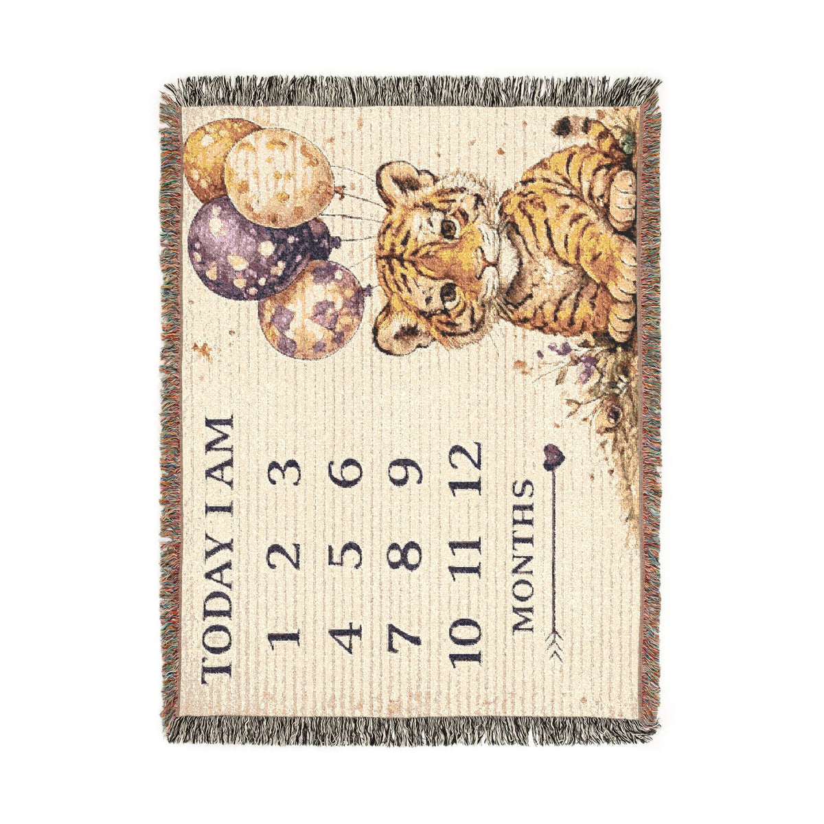 LSU Baby Milestone Blanket, Tiger Nursery Blanket, Baby Month Photo Blanket, Tiger Baby Shower Gift, Woven Cotton Throw