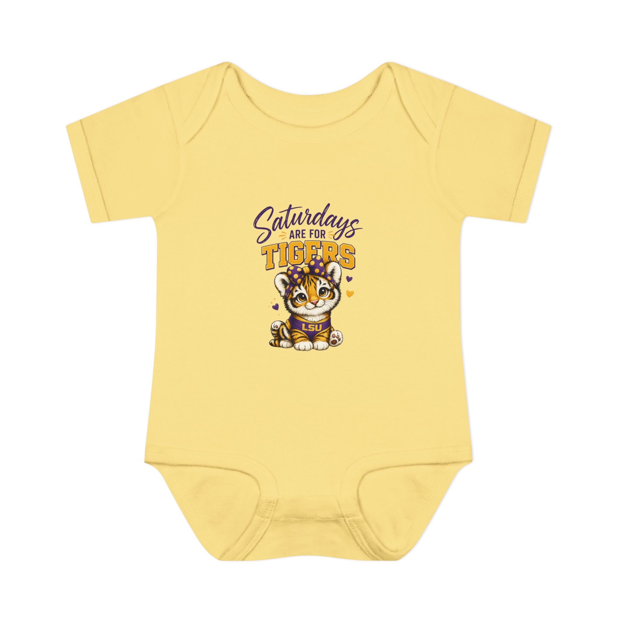 Princess Tiger Baby Bodysuit | LSU Baby Girl Outfit | Purple Gold Tiger Onesie | Baby Shower Gift | Football Baby Clothes