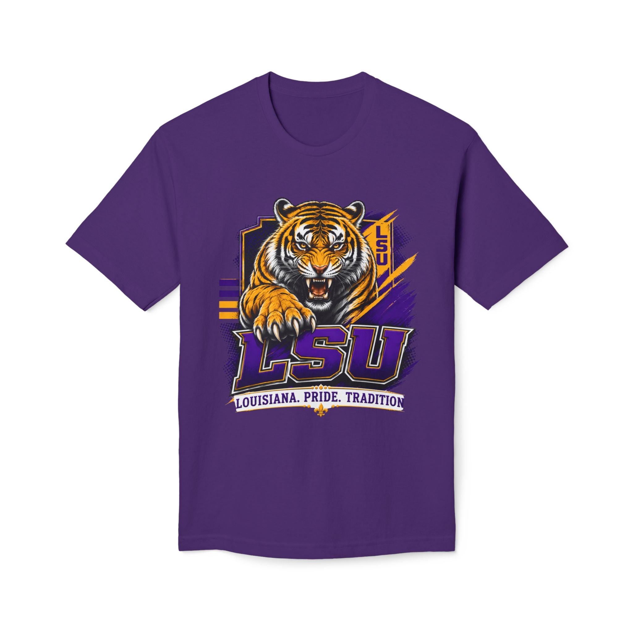 LSU Inspired Shirt | Purple & Gold Tiger Eye Graphic Tee | Louisiana Football Fan Shirt | Game Day Back Print