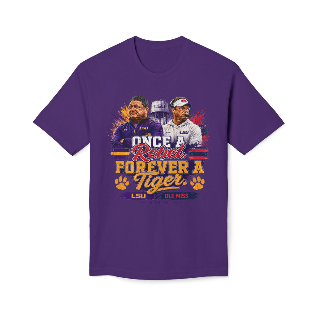 LSU vs Ole Miss Inspired Shirt | Purple & Gold Tiger Eye Graphic Tee | Louisiana Football Fan Shirt | Game Day Back Print