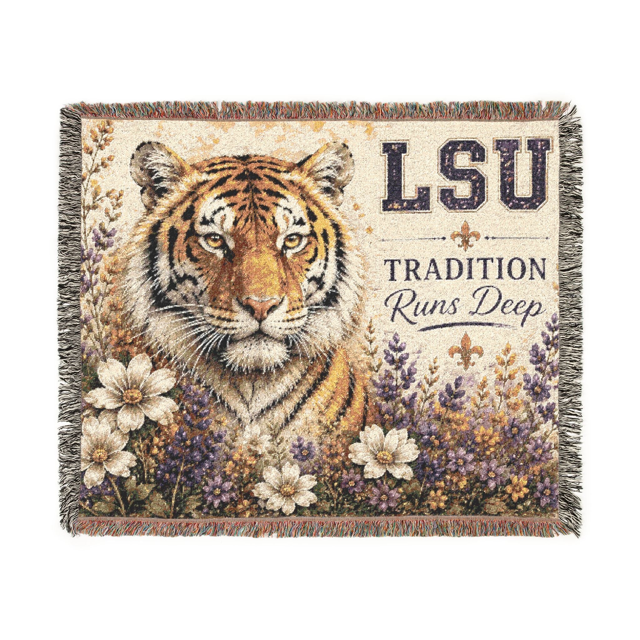 LSU Tiger Woven Blanket | Collegiate Tiger Throw