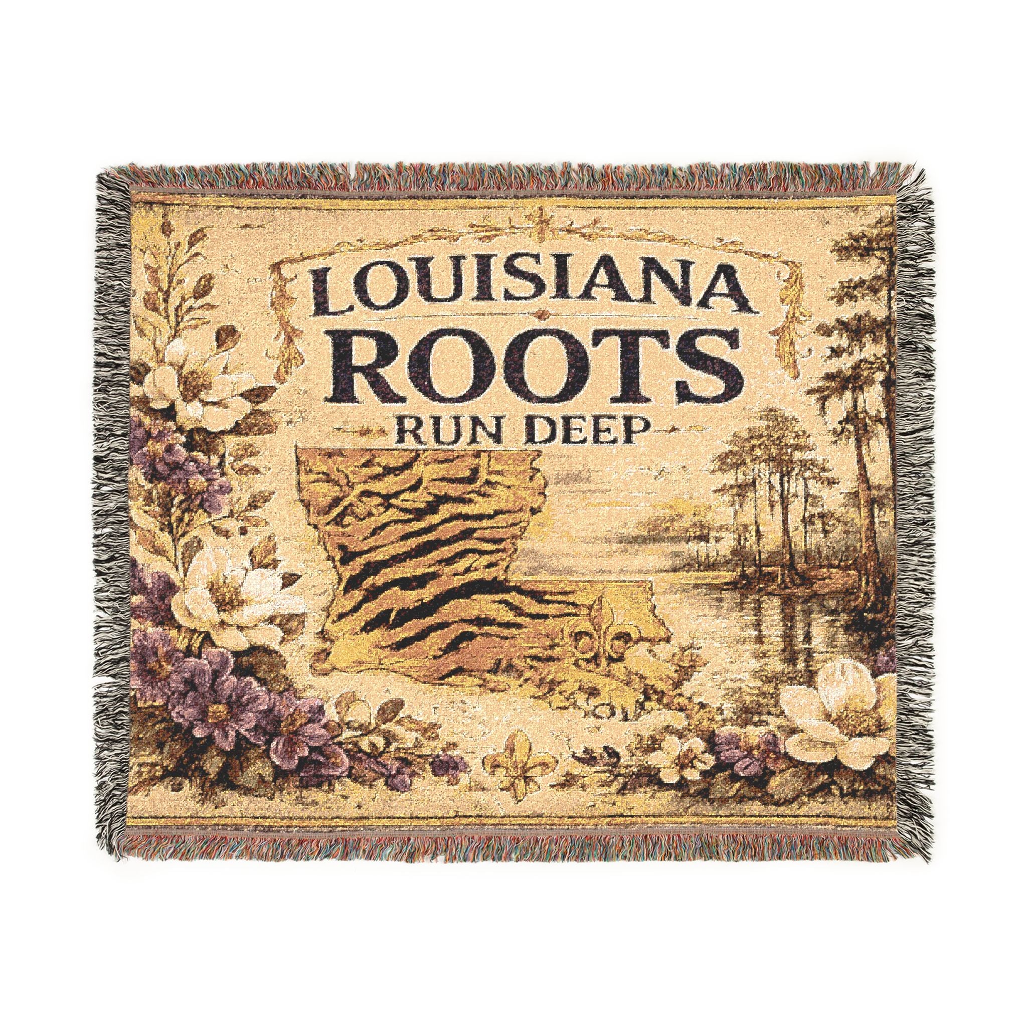 LSU Tiger Collage Woven Blanket | Collegiate Tiger Throw