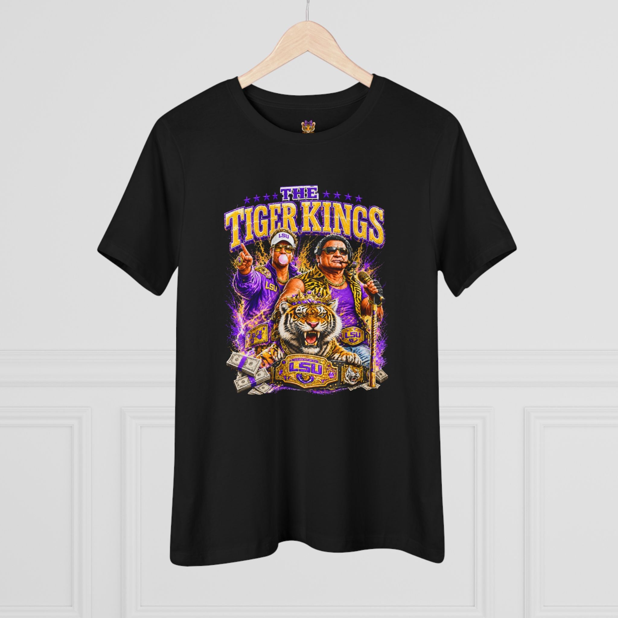 Funny Tiger Kings Coach Shirt | Purple Gold Football Fan Tee | Louisiana Game Day Shirt | Coach Parody Shirt | Bella Canvas 6400