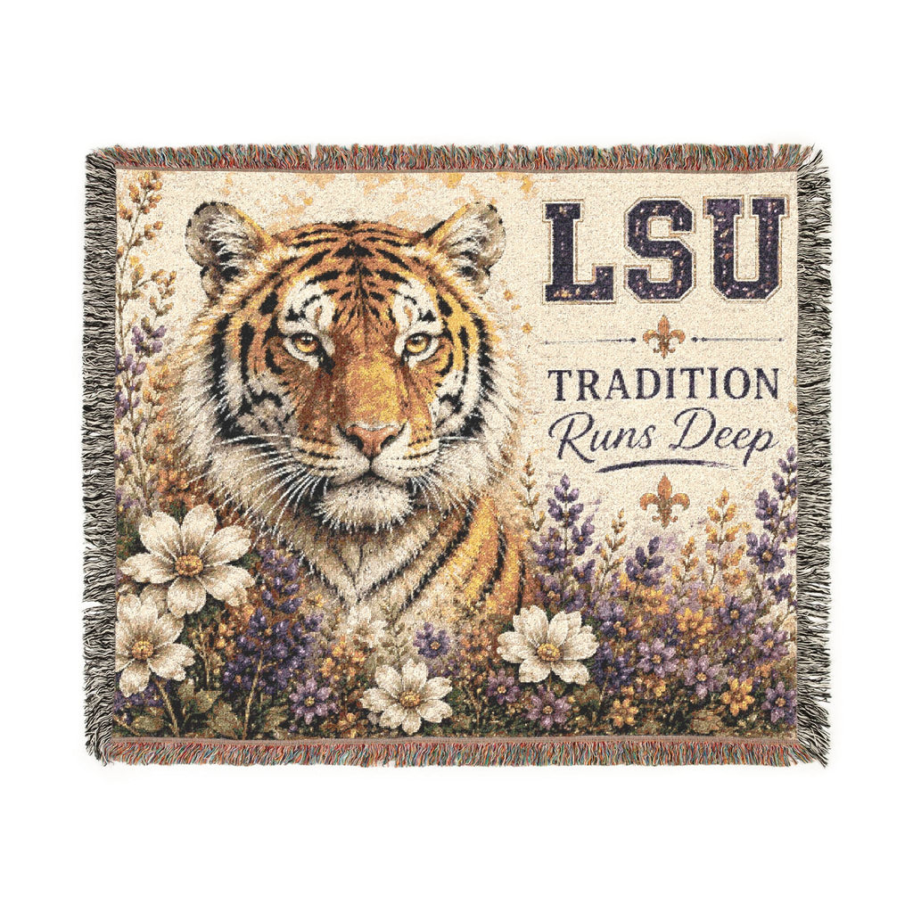 LSU Tiger Woven Blanket | Collegiate Tiger Throw