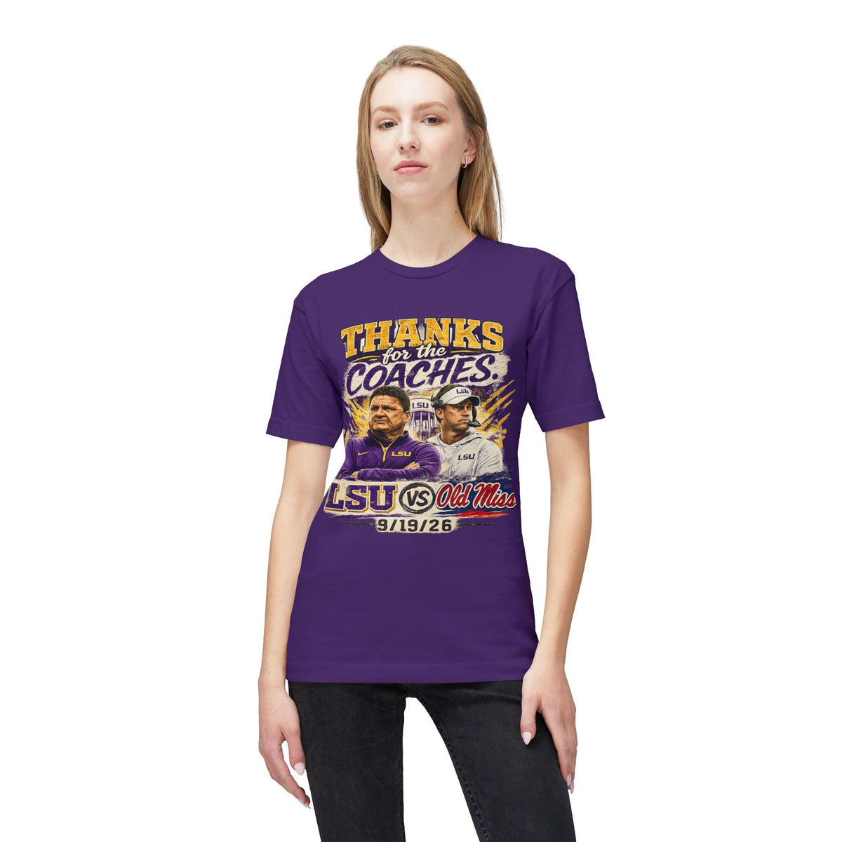 LSU Inspired Shirt | Purple & Gold Tiger Eye Graphic Tee | Louisiana Football Fan Shirt | Game Day Back Print by