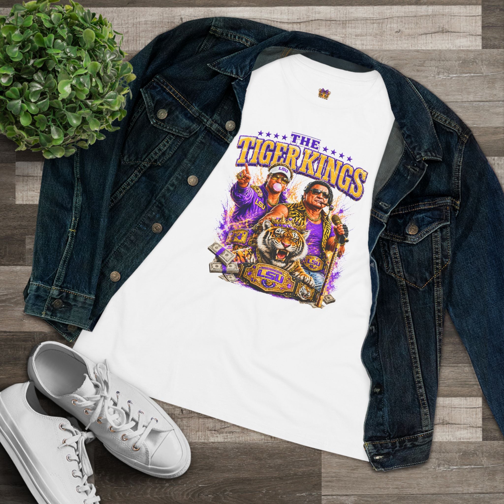 Funny Tiger Kings Coach Shirt | Purple Gold Football Fan Tee | Louisiana Game Day Shirt | Coach Parody Shirt | Bella Canvas 6400