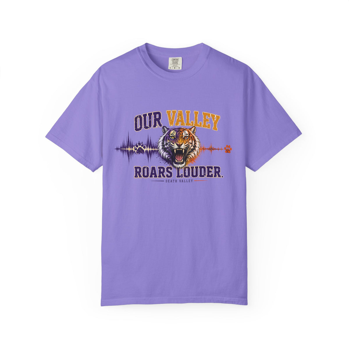 Our Valley Roars Louder Shirt, Death Valley Football Tee, Purple Gold Tiger Fan Shirt, Game Day Comfort Colors 1717 Tee