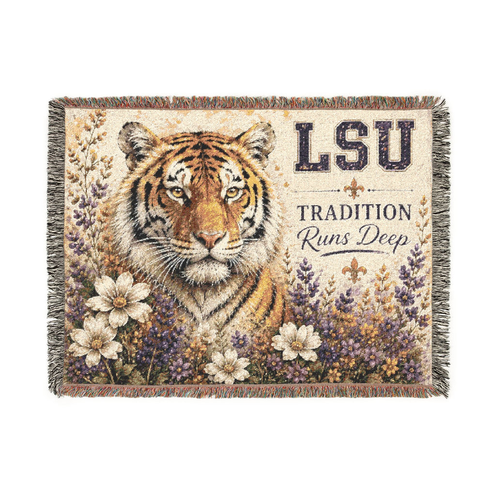 LSU Tiger Woven Blanket | Collegiate Tiger Throw