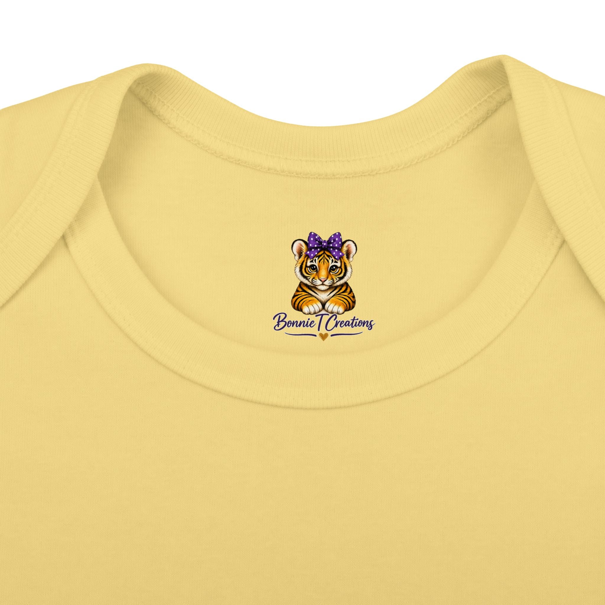 Princess Tiger Baby Bodysuit | LSU Baby Girl Outfit | Purple Gold Tiger Onesie | Baby Shower Gift | Football Baby Clothes
