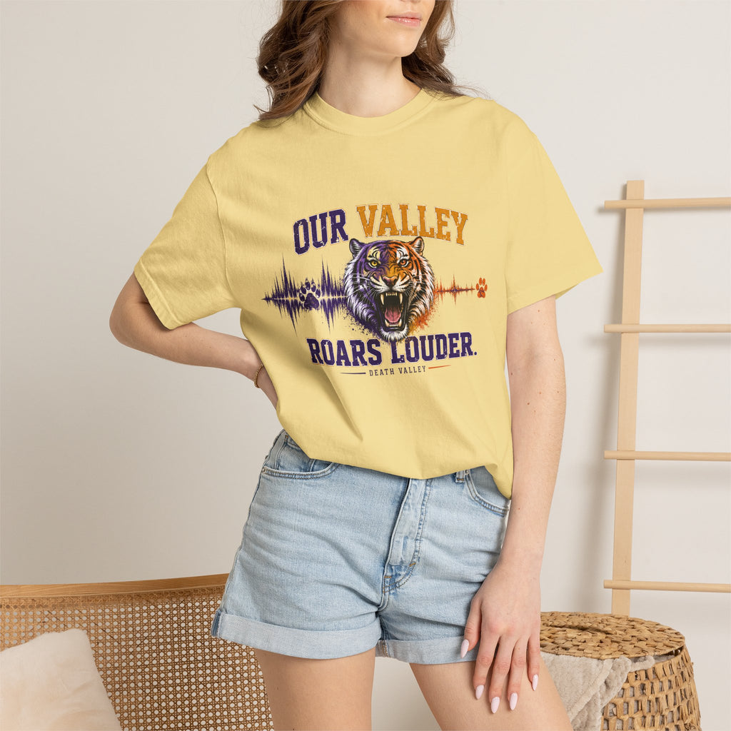 Our Valley Roars Louder Shirt, Death Valley Football Tee, Purple Gold Tiger Fan Shirt, Game Day Comfort Colors 1717 Tee