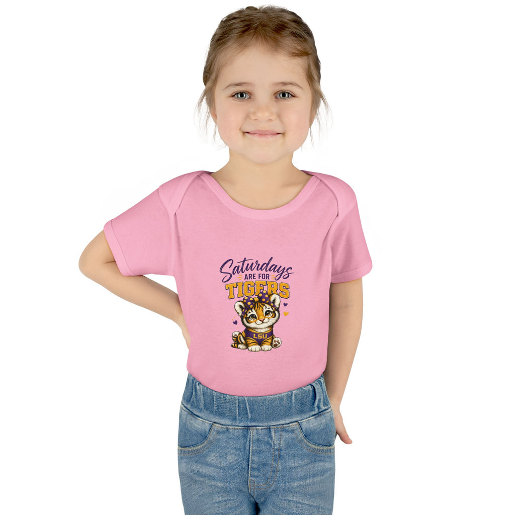 Princess Tiger Baby Bodysuit | LSU Baby Girl Outfit | Purple Gold Tiger Onesie | Baby Shower Gift | Football Baby Clothes