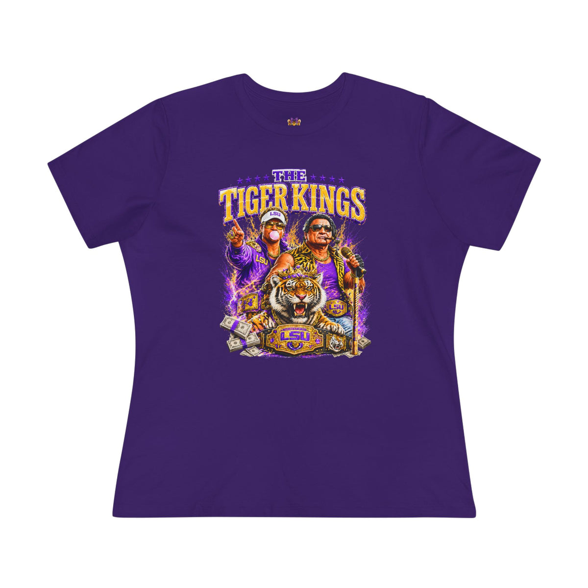 Funny Tiger Kings Coach Shirt | Purple Gold Football Fan Tee | Louisiana Game Day Shirt | Coach Parody Shirt | Bella Canvas 6400 (Copy)
