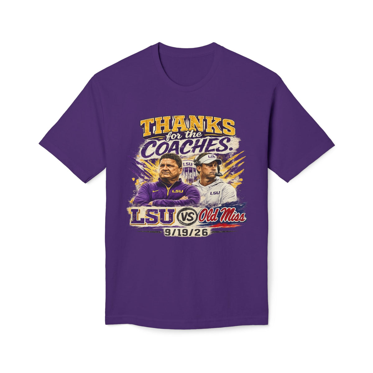 LSU Inspired Shirt | Purple & Gold Tiger Eye Graphic Tee | Louisiana Football Fan Shirt | Game Day Back Print by