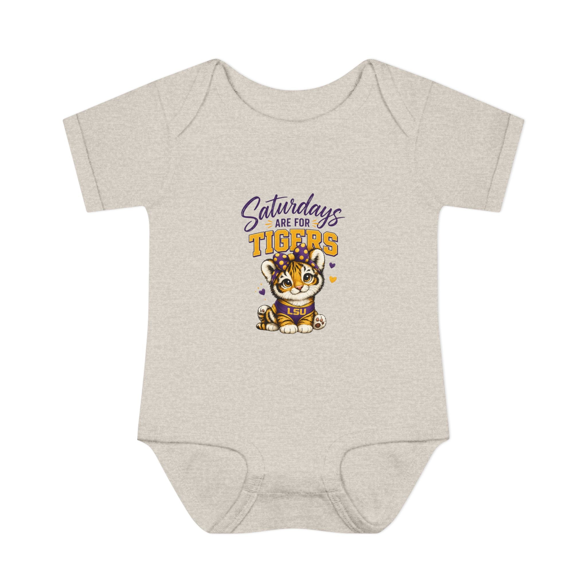 Princess Tiger Baby Bodysuit | LSU Baby Girl Outfit | Purple Gold Tiger Onesie | Baby Shower Gift | Football Baby Clothes