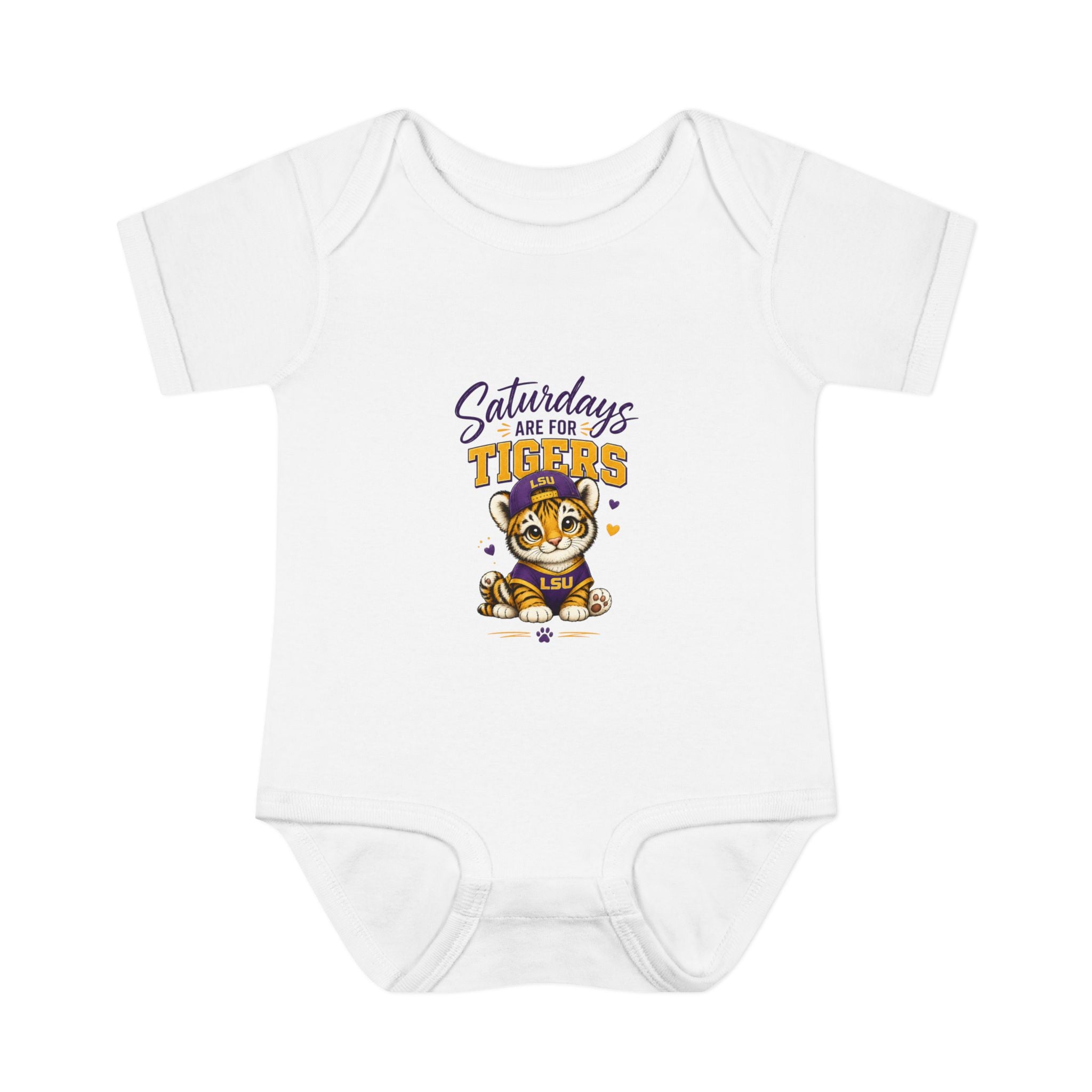 Saturdays Are for Tigers Baby Boy Bodysuit | LSU Baby Outfit | Purple Gold Football Baby Onesie | Game Day Infant Gift