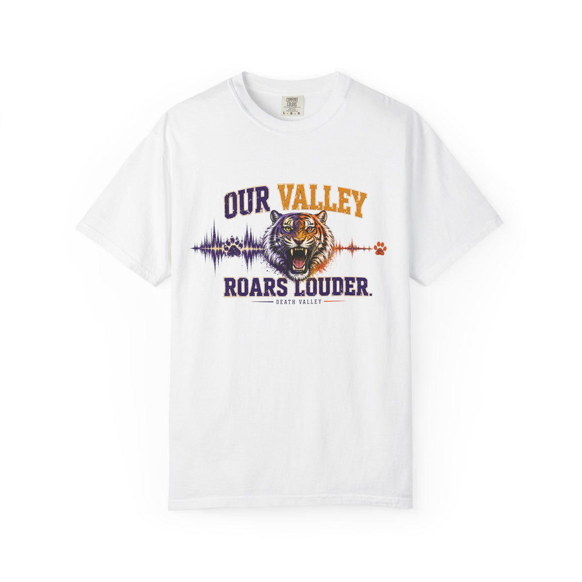 Our Valley Roars Louder Shirt, Death Valley Football Tee, Purple Gold Tiger Fan Shirt, Game Day Comfort Colors 1717 Tee
