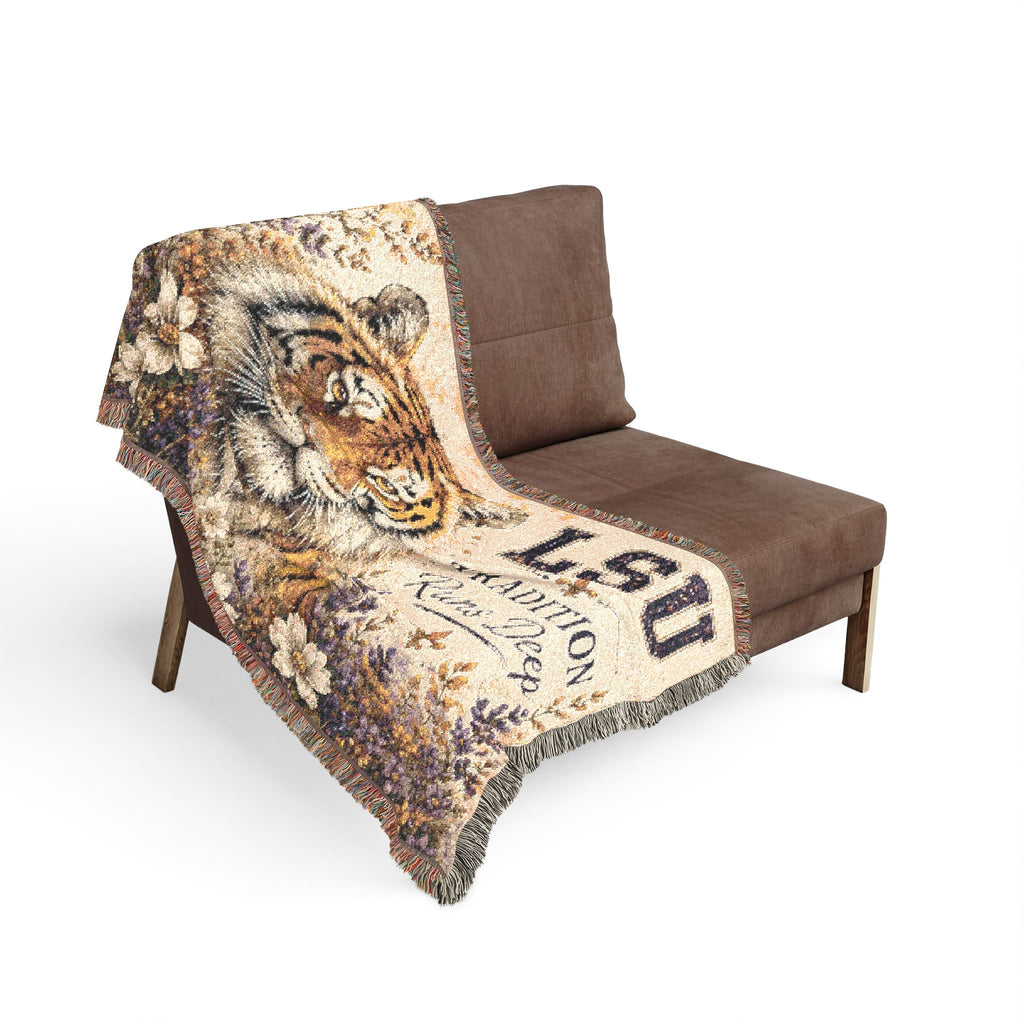 LSU Tiger Woven Blanket | Collegiate Tiger Throw