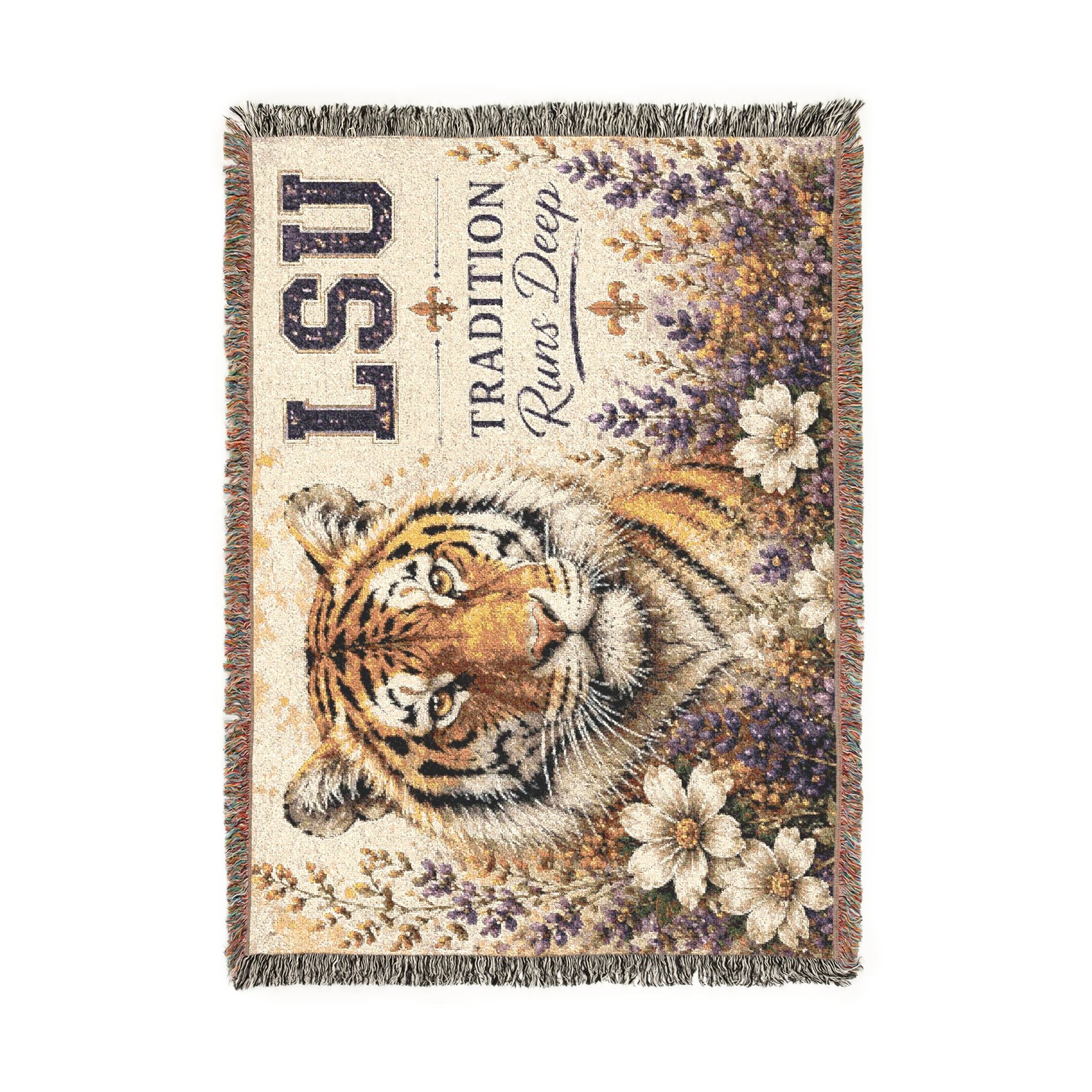 LSU Tiger Woven Blanket | Collegiate Tiger Throw