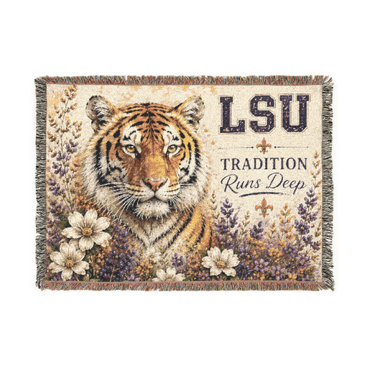 LSU Tiger Woven Blanket | Collegiate Tiger Throw