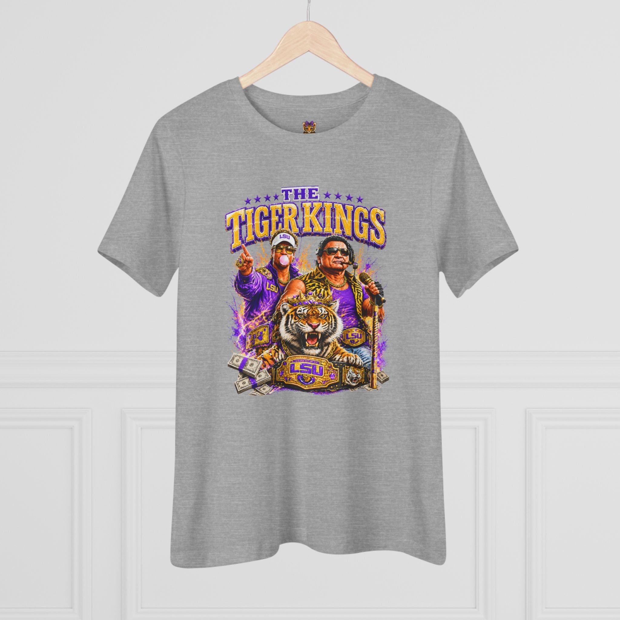Funny Tiger Kings Coach Shirt | Purple Gold Football Fan Tee | Louisiana Game Day Shirt | Coach Parody Shirt | Bella Canvas 6400