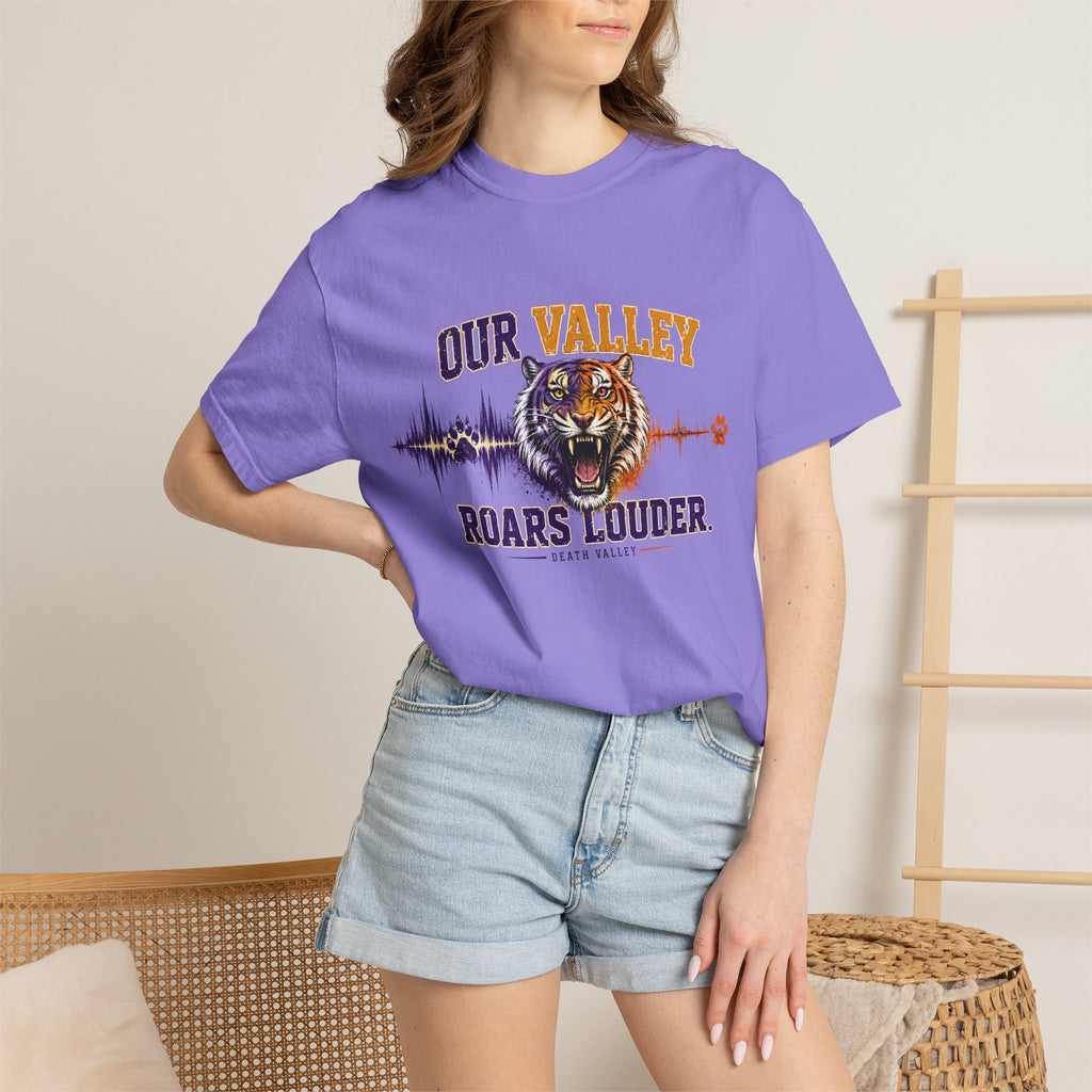 Our Valley Roars Louder Shirt, Death Valley Football Tee, Purple Gold Tiger Fan Shirt, Game Day Comfort Colors 1717 Tee