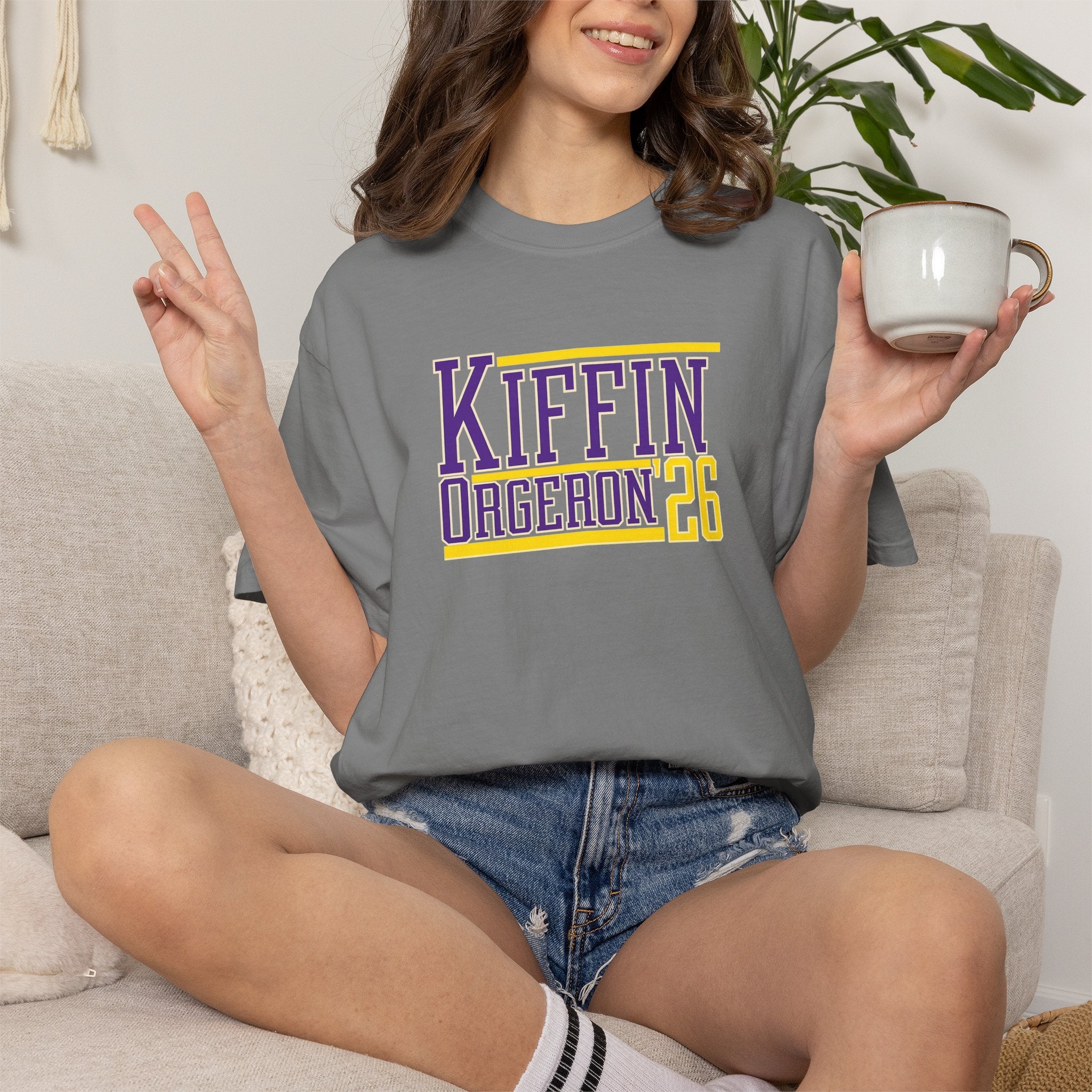 Kiffin Orgeron 26 Graphic T-Shirt — Purple & Gold Sports Tribute