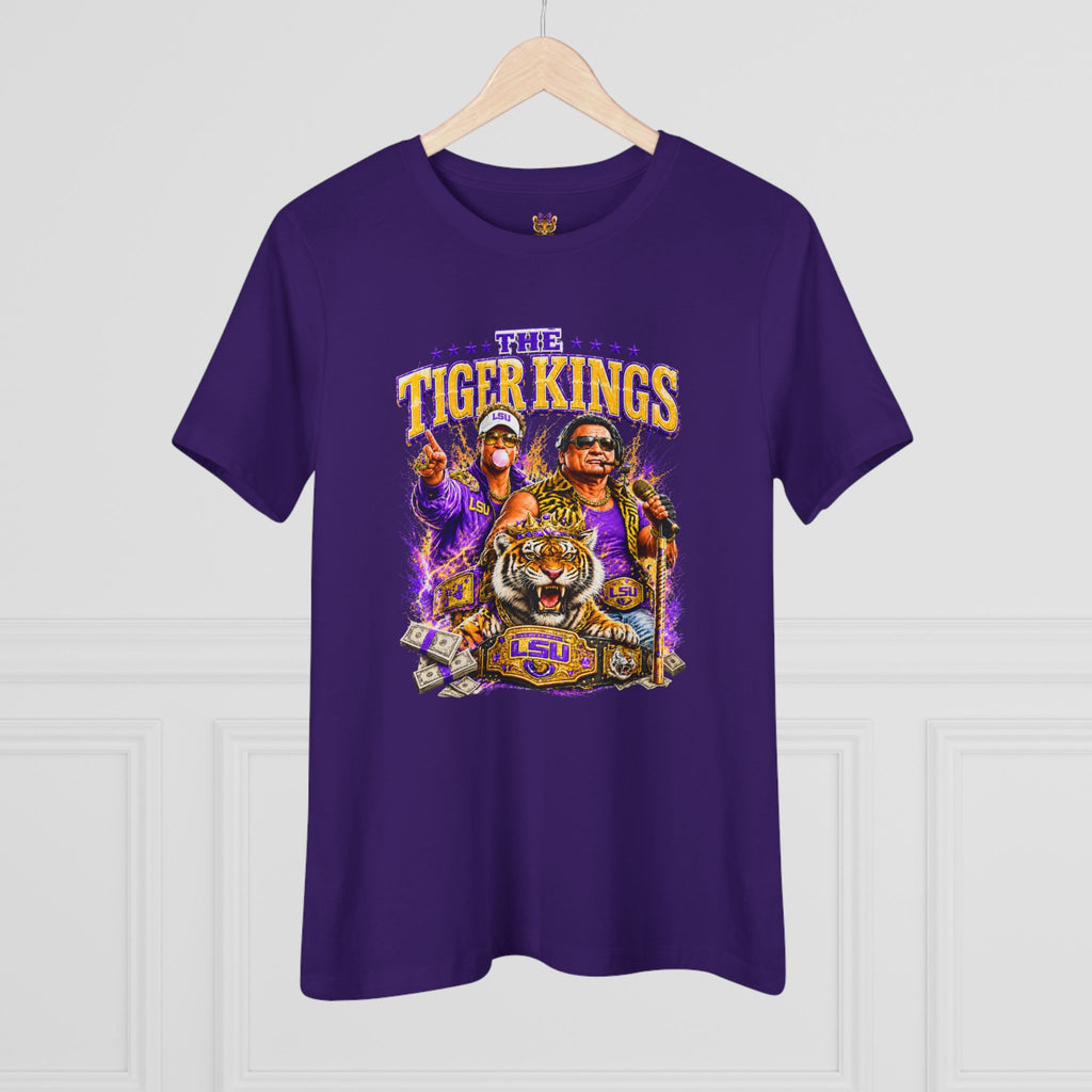 Funny Tiger Kings Coach Shirt | Purple Gold Football Fan Tee | Louisiana Game Day Shirt | Coach Parody Shirt | Bella Canvas 6400