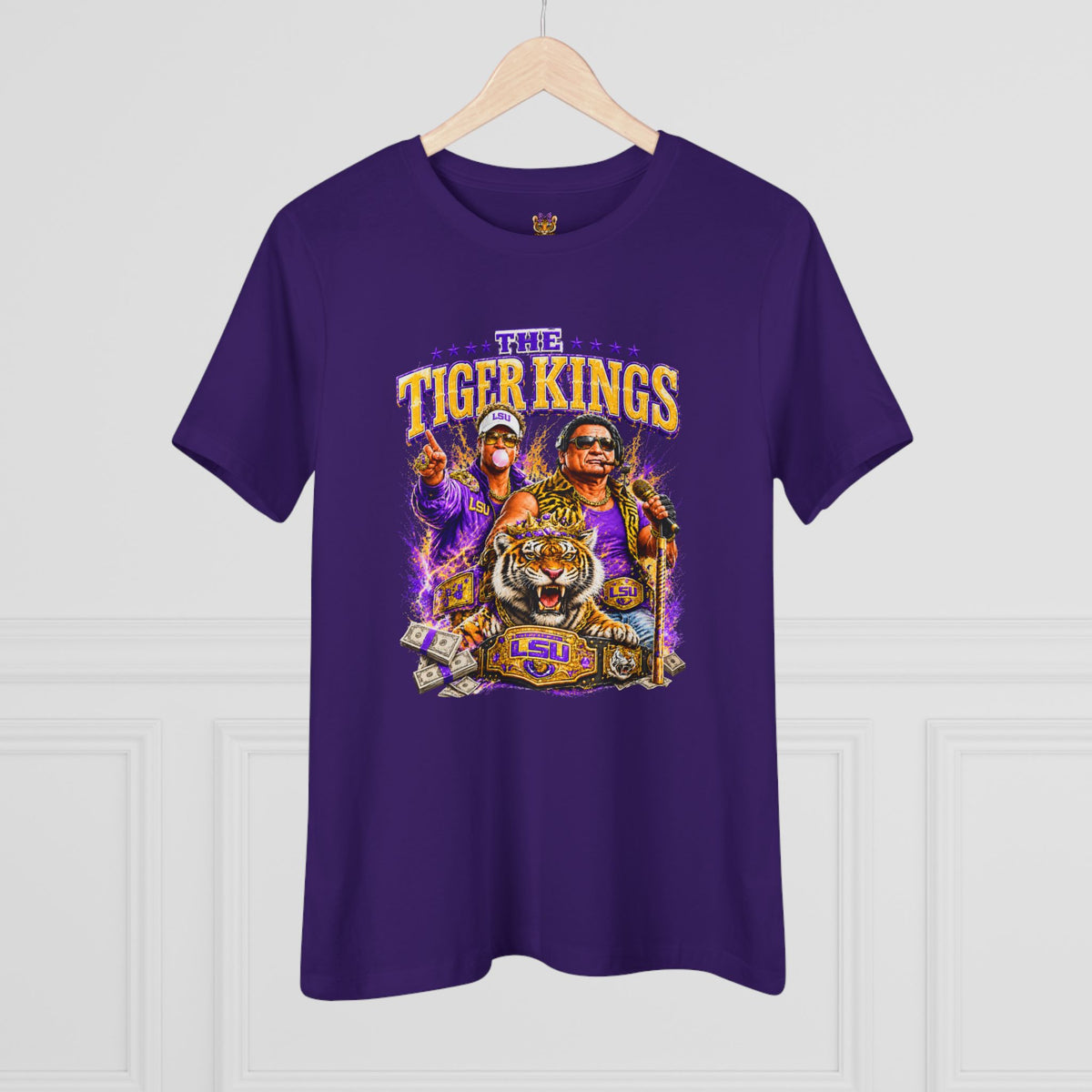 Funny Tiger Kings Coach Shirt | Purple Gold Football Fan Tee | Louisiana Game Day Shirt | Coach Parody Shirt | Bella Canvas 6400 (Copy)