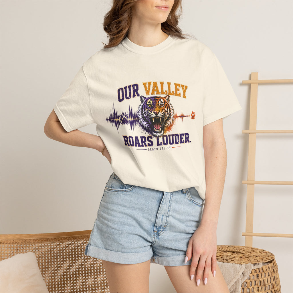 Our Valley Roars Louder Shirt, Death Valley Football Tee, Purple Gold Tiger Fan Shirt, Game Day Comfort Colors 1717 Tee