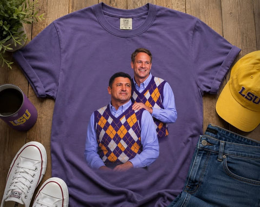 LSU Coaches Funny Shirt | SEC Football Meme Tee | LSU Argyle Sweater Vest Graphic Tee