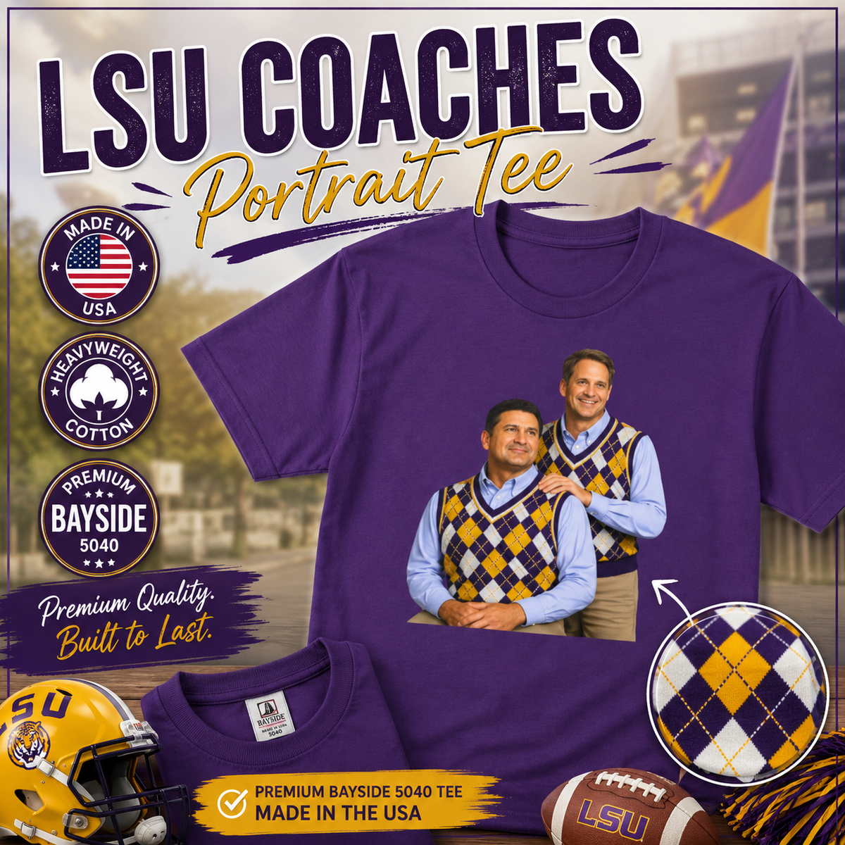 LSU Sports V-Neck Tee — Bayou Brothers Design