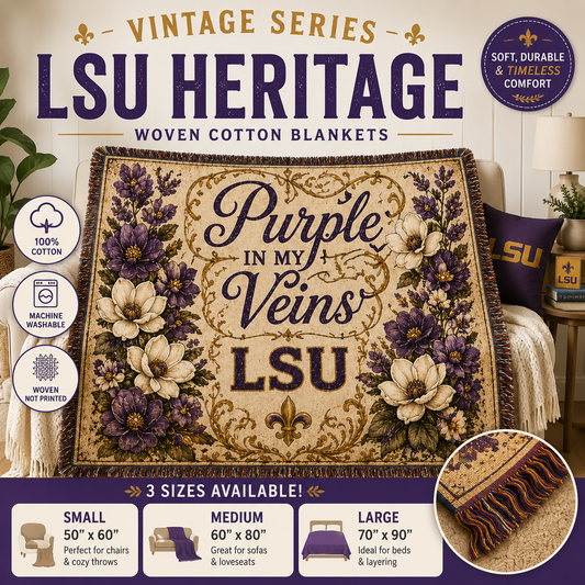 LSU Tiger Collage Woven Blanket | Collegiate Tiger Throw