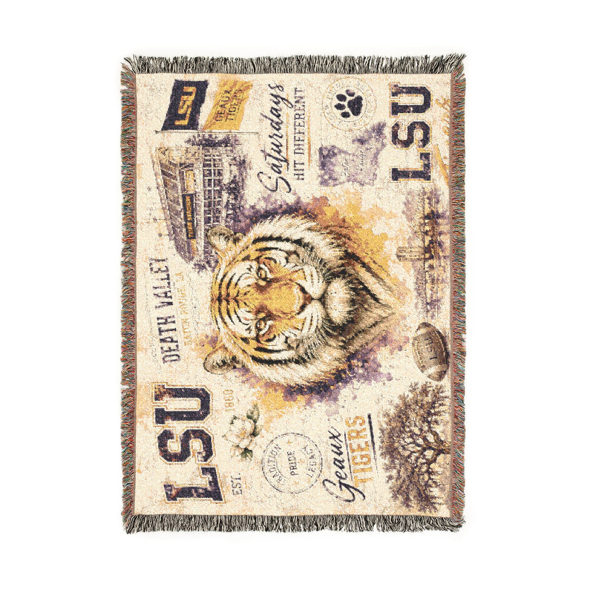 LSU Tiger Woven Blanket | Collegiate Tiger Throw