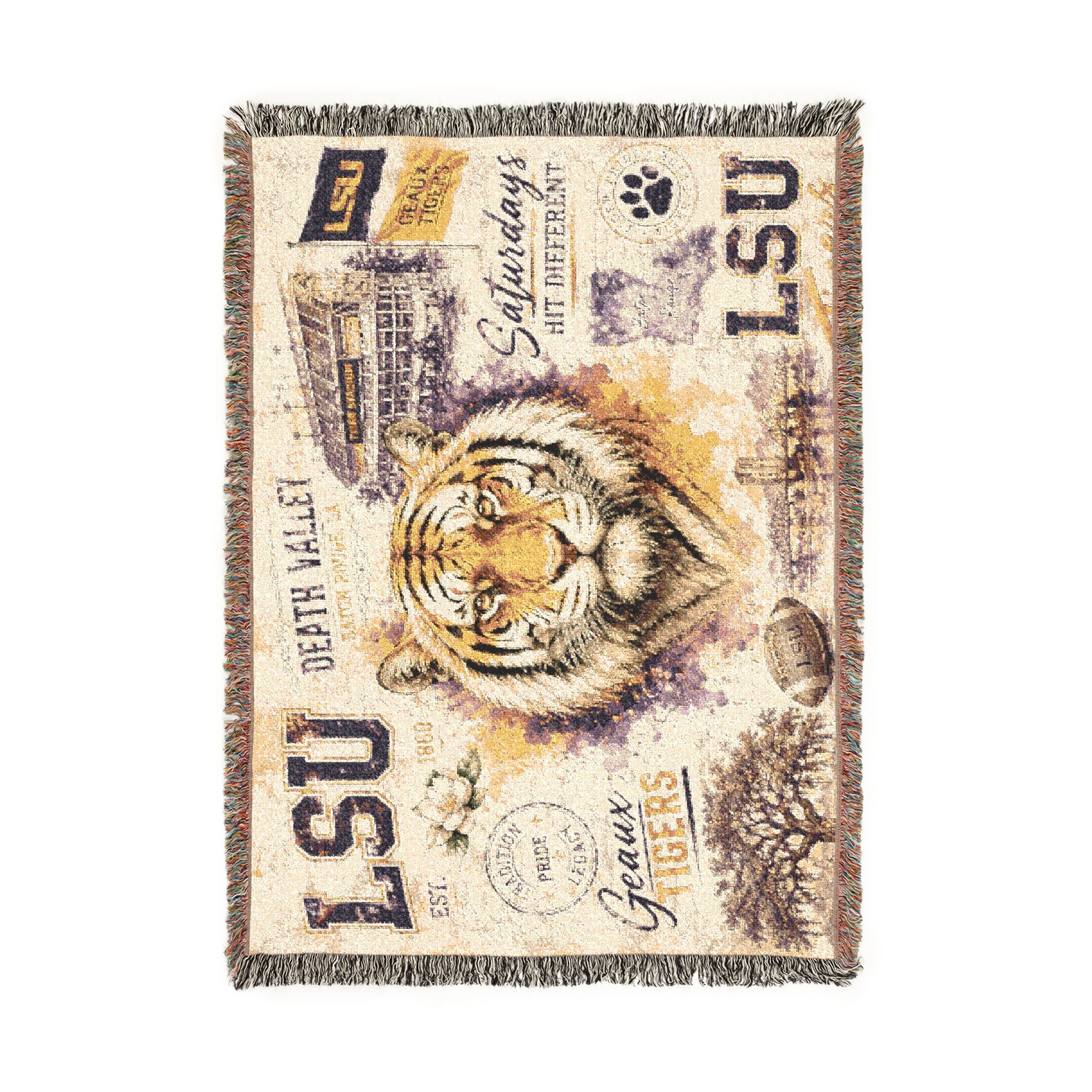 Copy of LSU Tiger Woven Blanket | Collegiate Tiger Throw