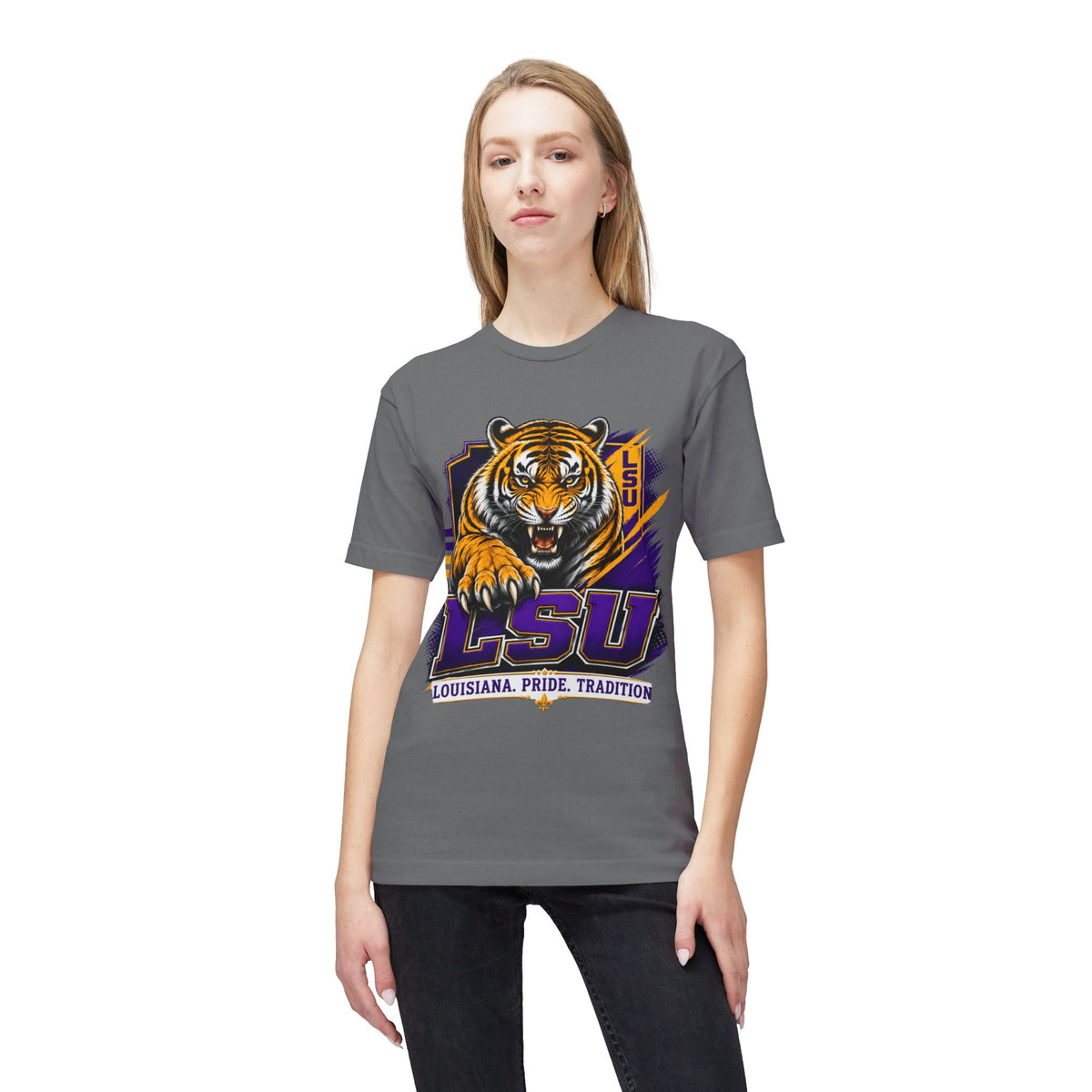LSU Inspired Shirt | Purple & Gold Tiger Eye Graphic Tee | Louisiana Football Fan Shirt | Game Day Back Print