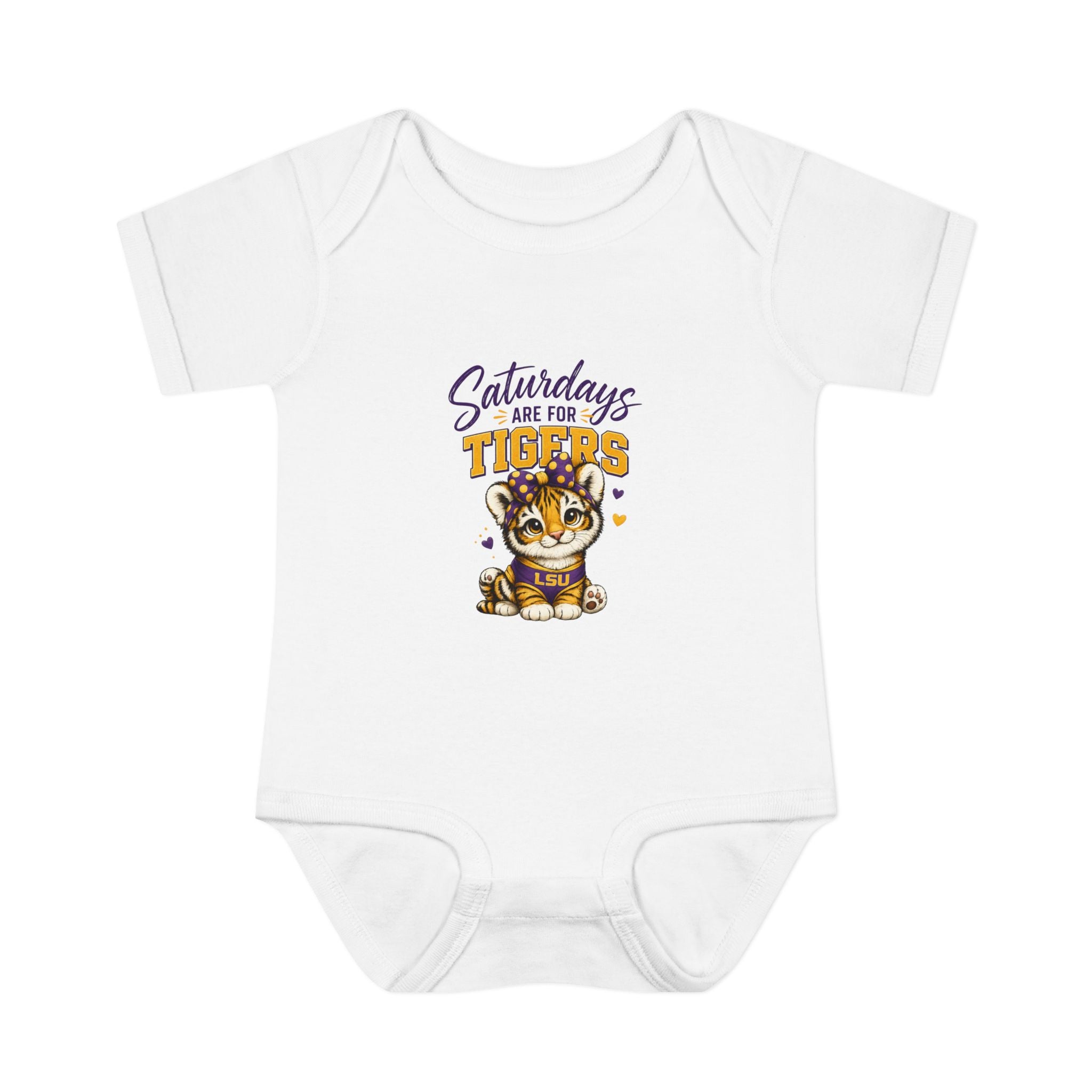 Princess Tiger Baby Bodysuit | LSU Baby Girl Outfit | Purple Gold Tiger Onesie | Baby Shower Gift | Football Baby Clothes
