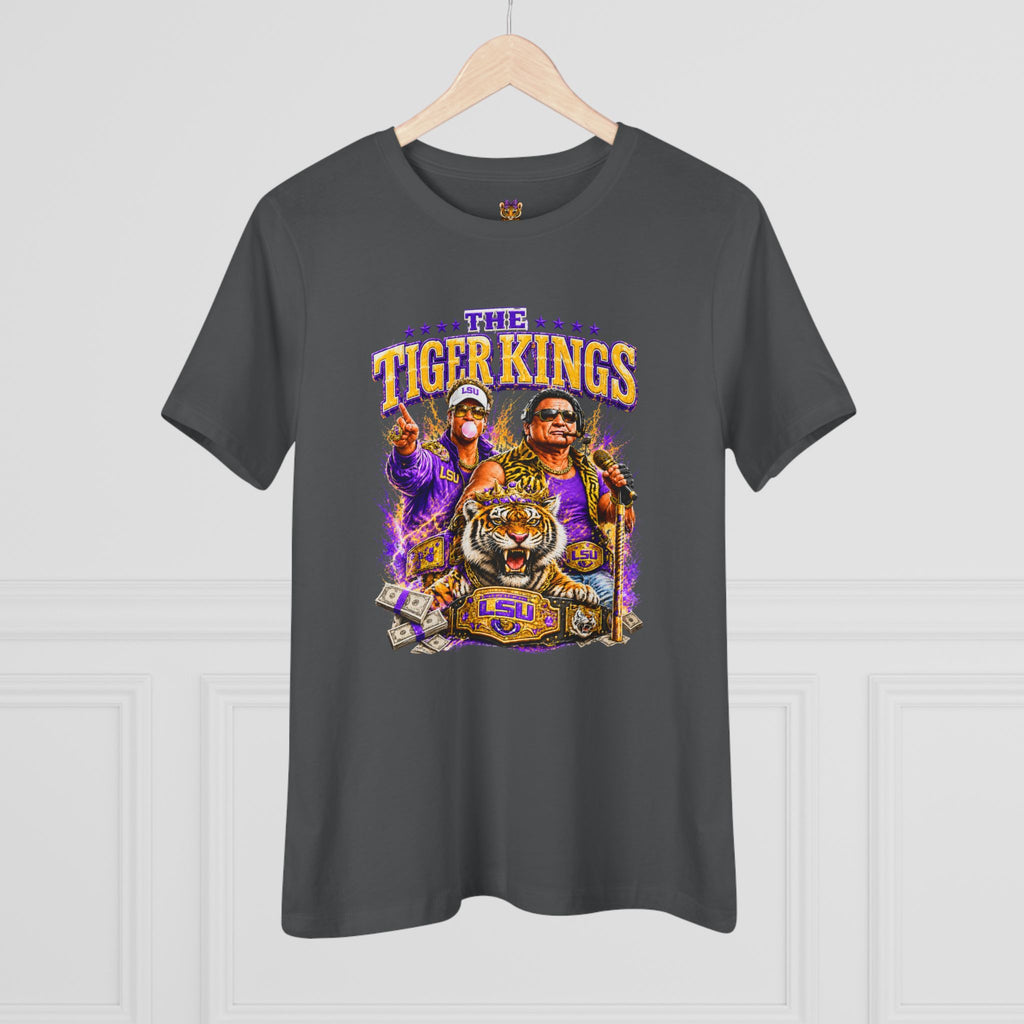 Funny Tiger Kings Coach Shirt | Purple Gold Football Fan Tee | Louisiana Game Day Shirt | Coach Parody Shirt | Bella Canvas 6400