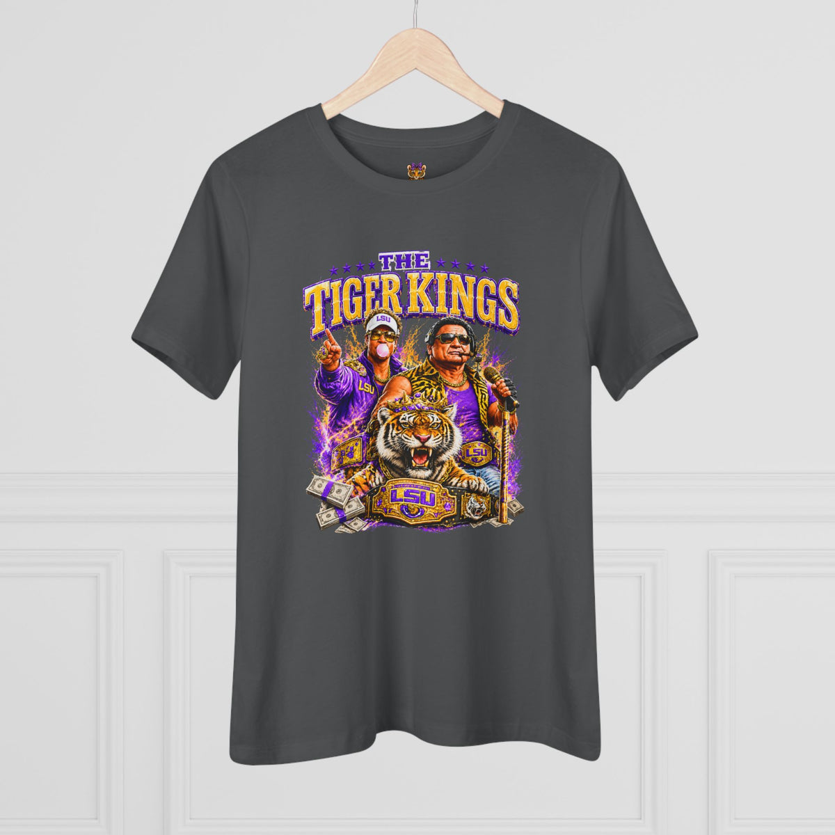 Funny Tiger Kings Coach Shirt | Purple Gold Football Fan Tee | Louisiana Game Day Shirt | Coach Parody Shirt | Bella Canvas 6400 (Copy)