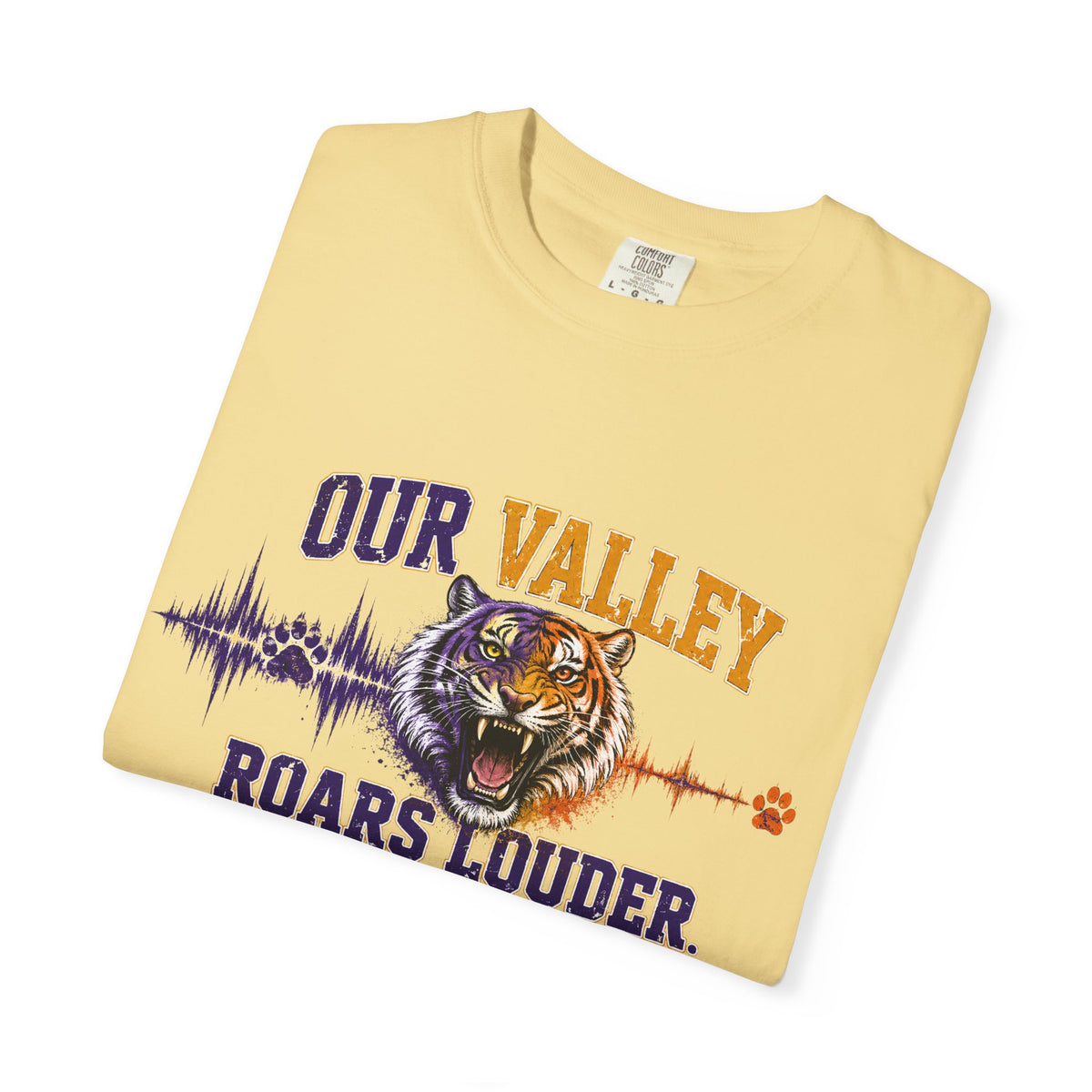 Our Valley Roars Louder Shirt, Death Valley Football Tee, Purple Gold Tiger Fan Shirt, Game Day Comfort Colors 1717 Tee
