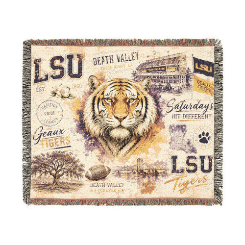 Copy of LSU Tiger Woven Blanket | Collegiate Tiger Throw