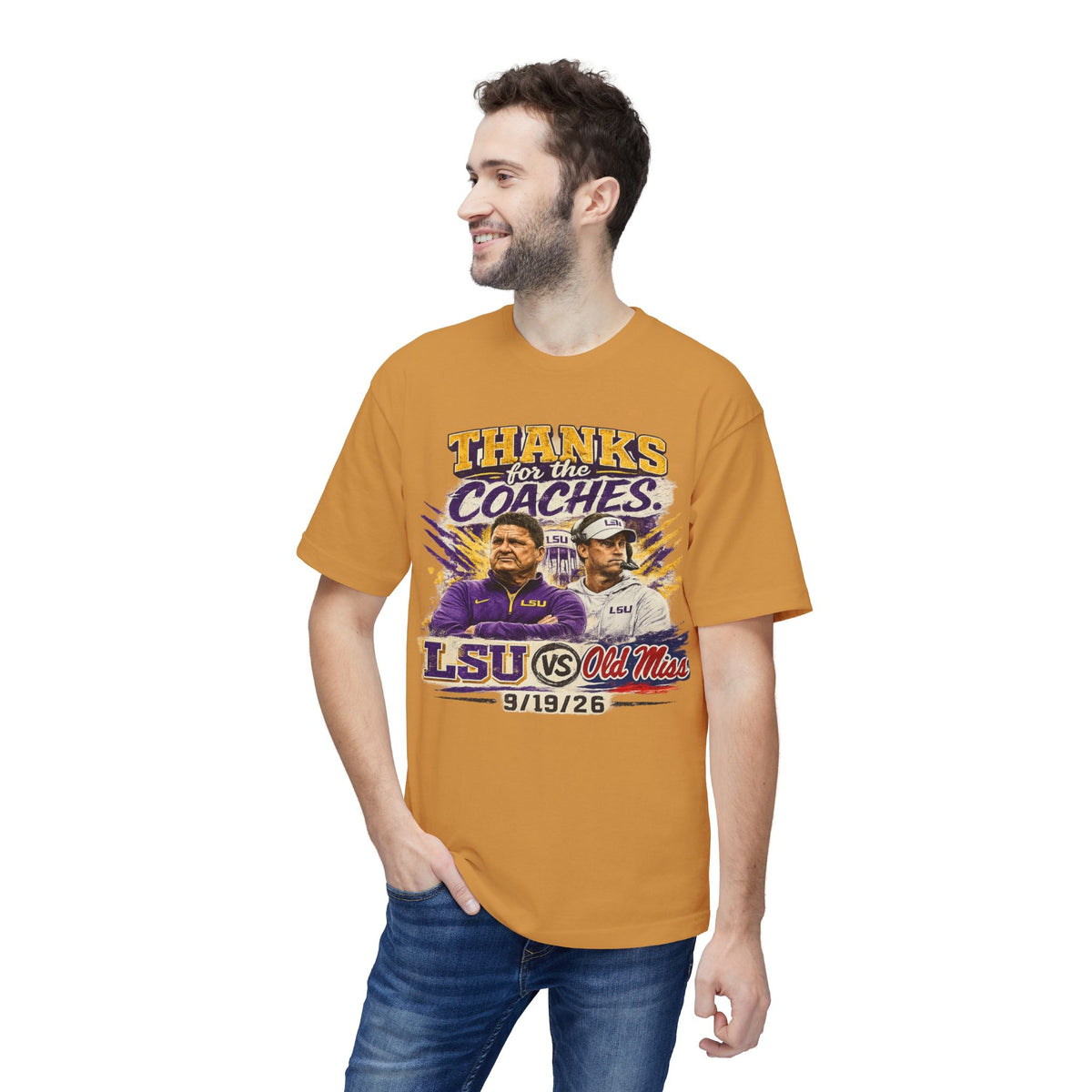 LSU Inspired Shirt | Purple & Gold Tiger Eye Graphic Tee | Louisiana Football Fan Shirt | Game Day Back Print by