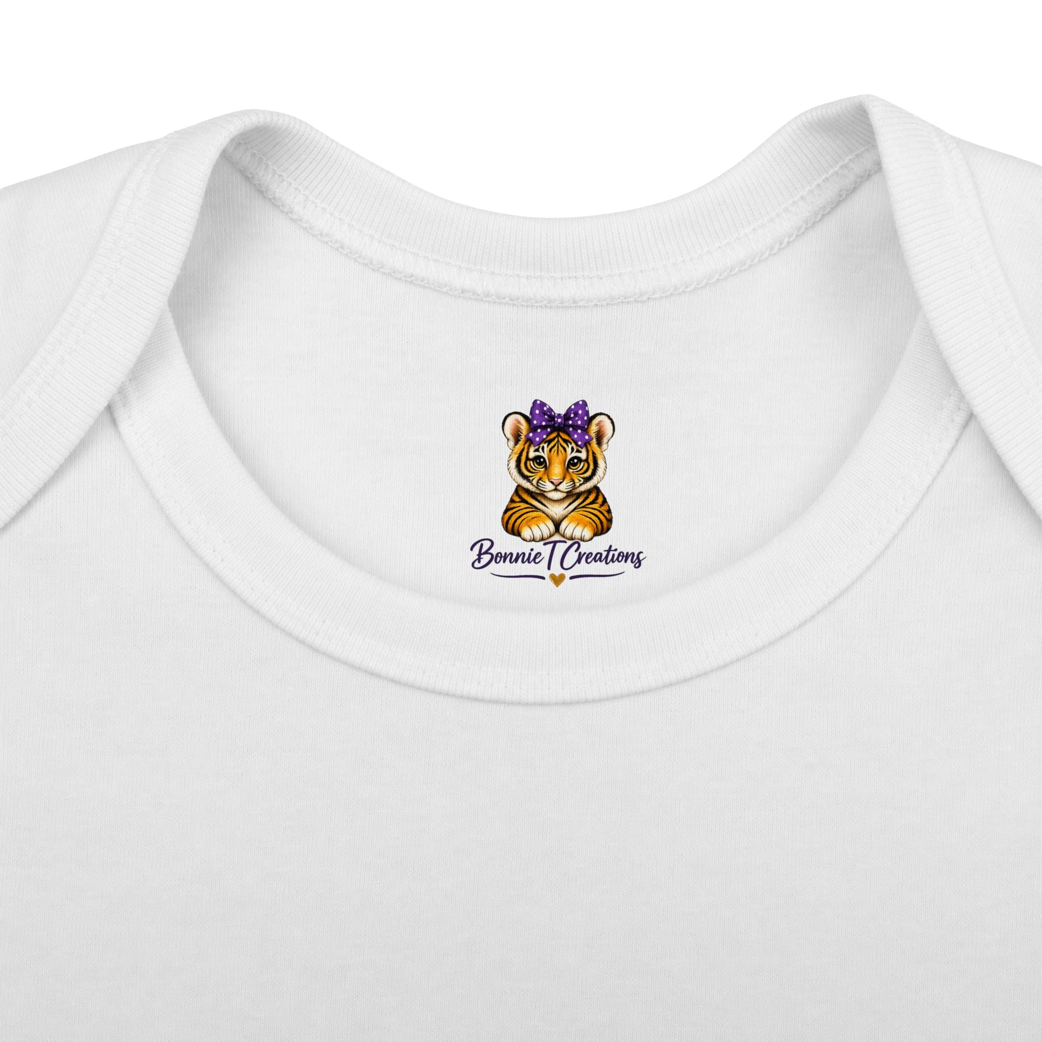 Princess Tiger Baby Bodysuit | LSU Baby Girl Outfit | Purple Gold Tiger Onesie | Baby Shower Gift | Football Baby Clothes