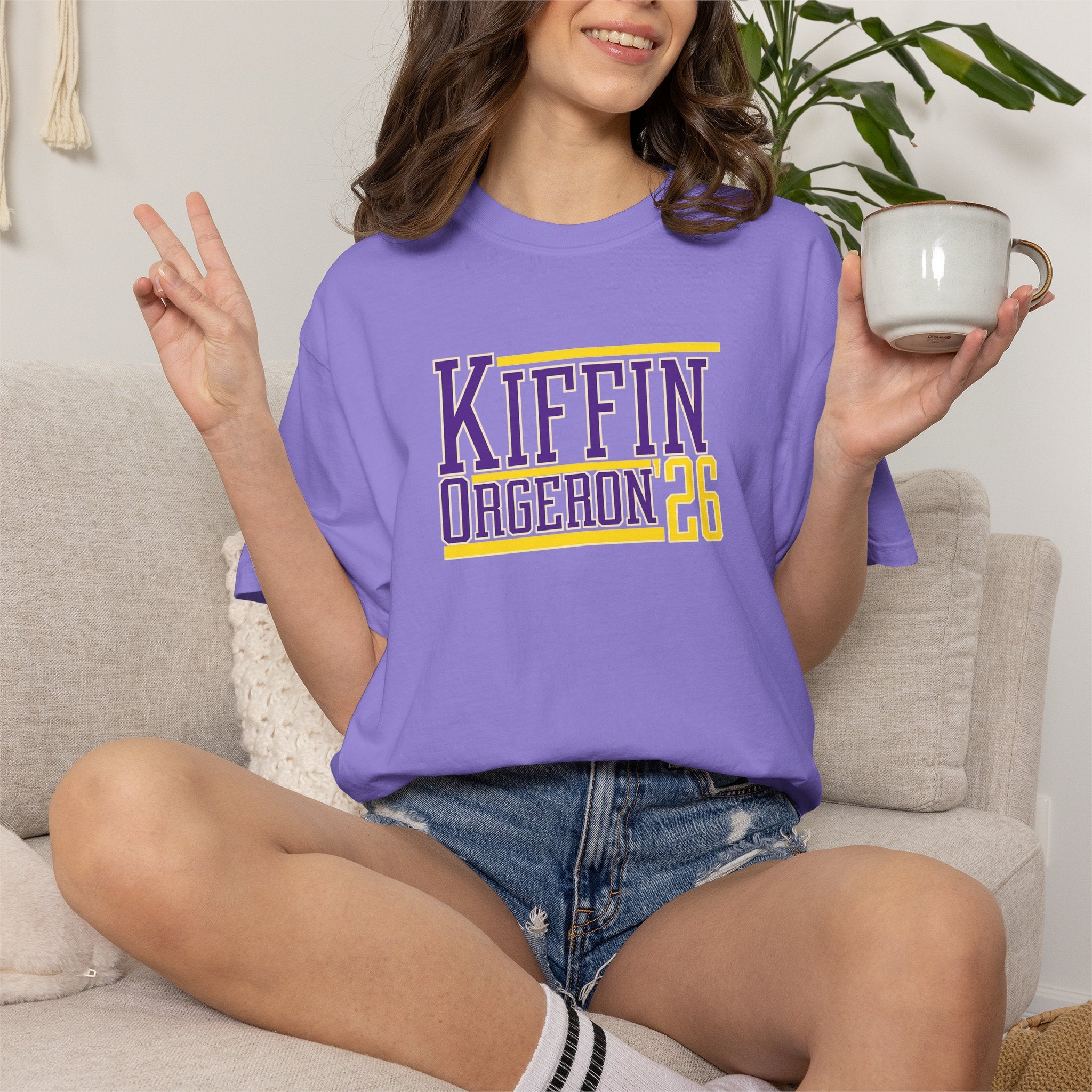 Kiffin Orgeron 26 Graphic T-Shirt — Purple & Gold Sports Tribute