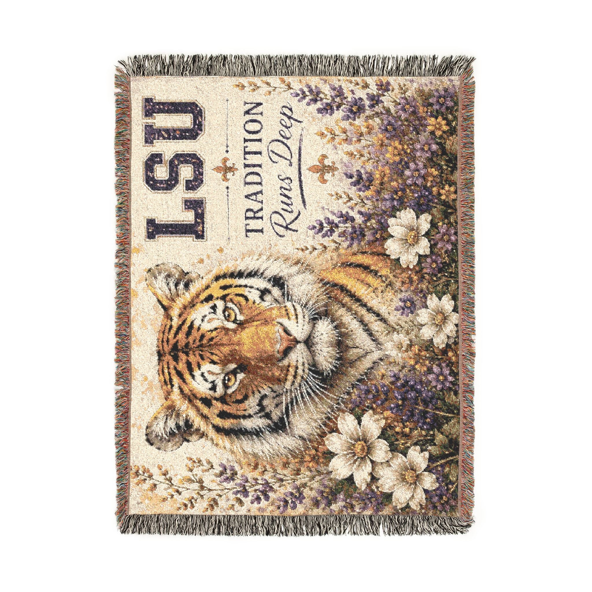 LSU Tiger Woven Blanket | Collegiate Tiger Throw