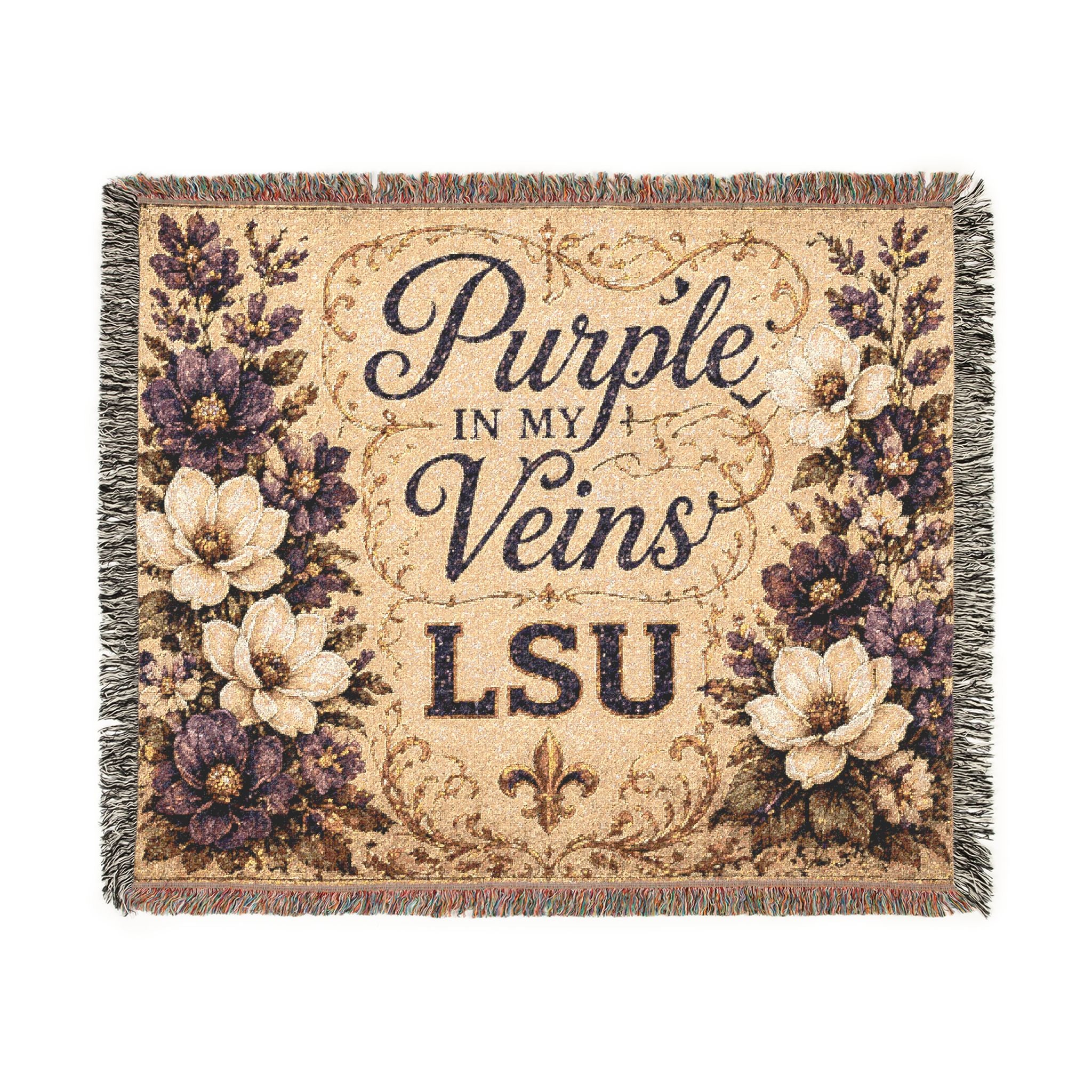LSU Tiger Collage Woven Blanket | Collegiate Tiger Throw