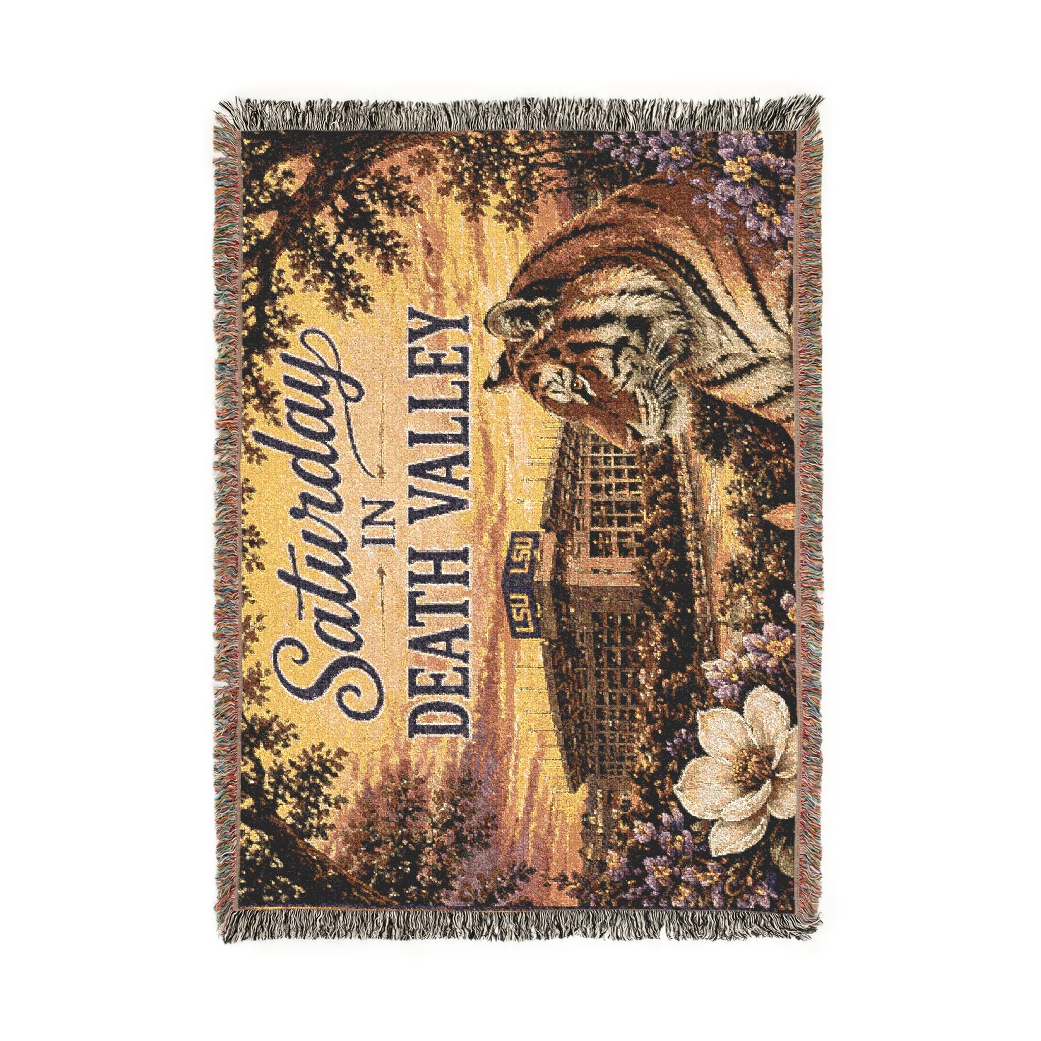 LSU Tiger Woven Blanket | Collegiate Tiger Throw