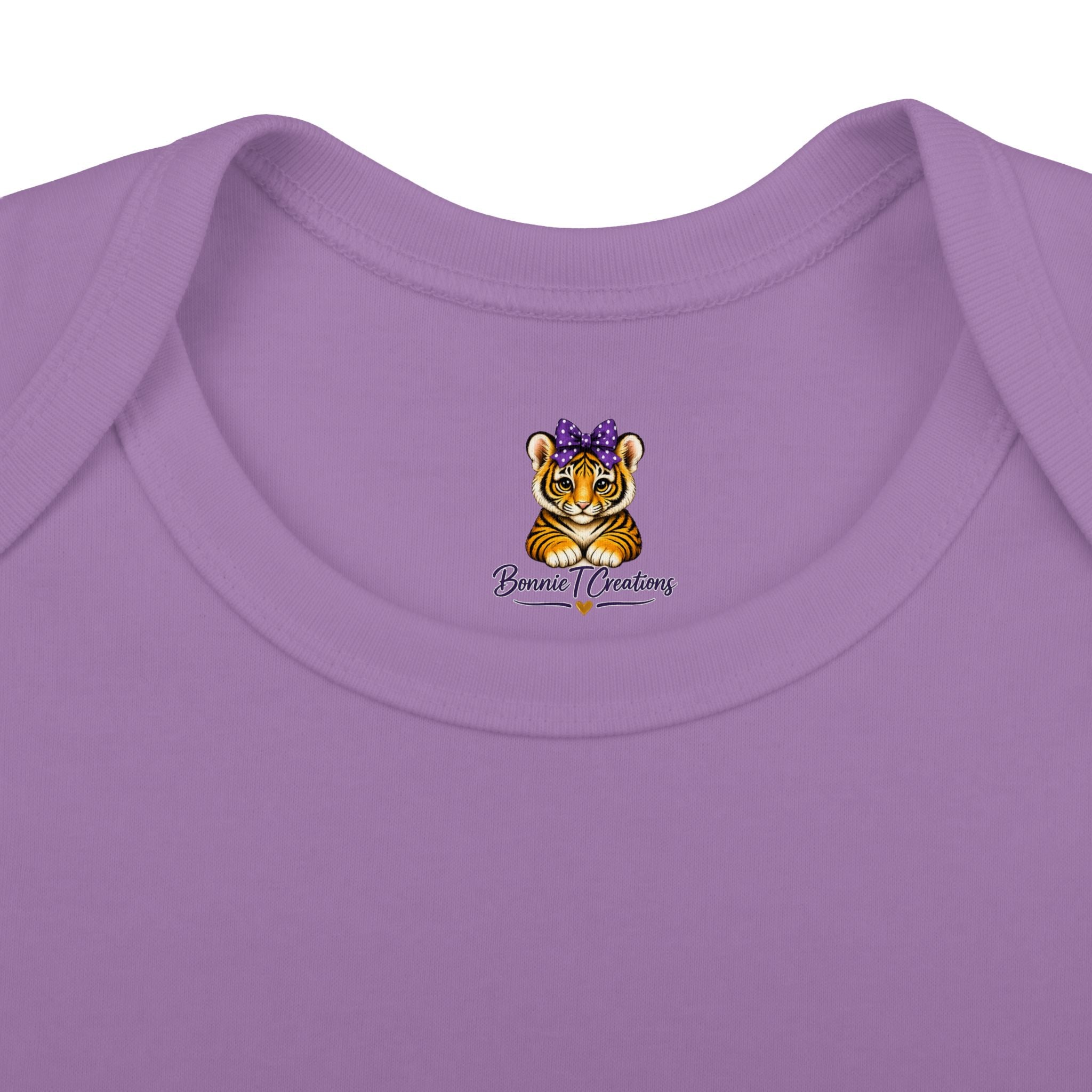 Princess Tiger Baby Bodysuit | LSU Baby Girl Outfit | Purple Gold Tiger Onesie | Baby Shower Gift | Football Baby Clothes