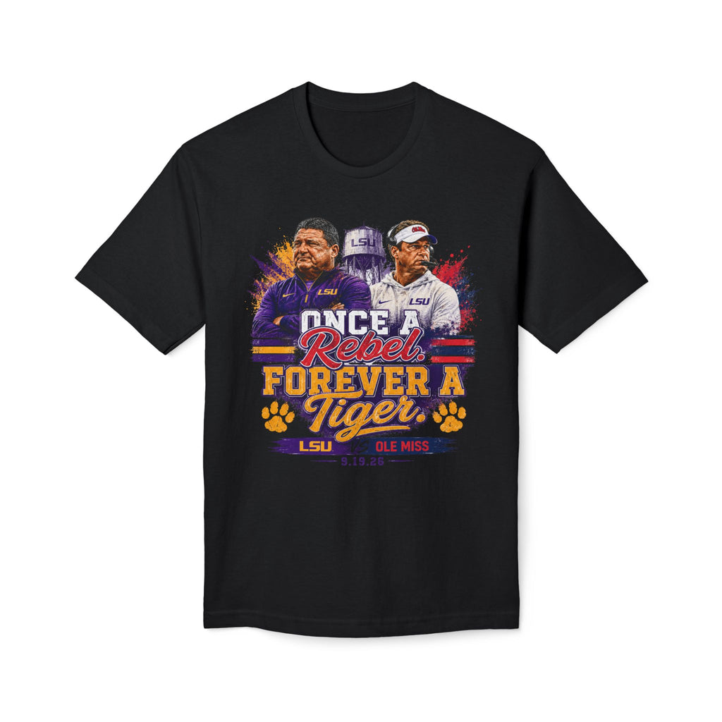 LSU vs Ole Miss Inspired Shirt | Purple & Gold Tiger Eye Graphic Tee | Louisiana Football Fan Shirt | Game Day Back Print