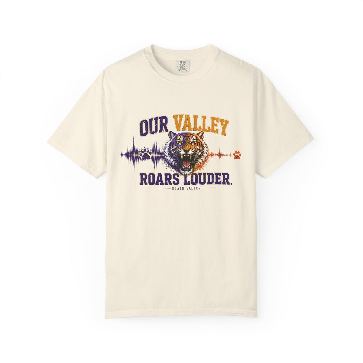 Our Valley Roars Louder Shirt, Death Valley Football Tee, Purple Gold Tiger Fan Shirt, Game Day Comfort Colors 1717 Tee